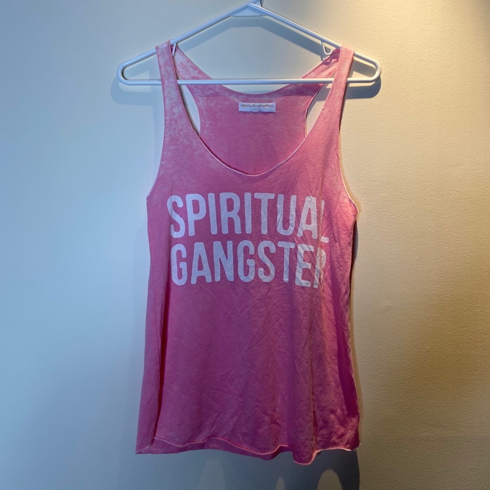 Spiritual gangster pink tank top Medium